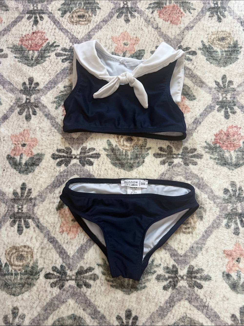 Minnow Navy & White Sailor-Style Girls' Bikini